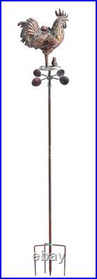 Metal Rooster withChicks Sculptures Statues, Outdoor Garden Yard Decor, 79 Large