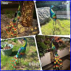 Metal Solar Peacock Garden Decor Sculpture Yard Lawn Pond Patio Art Home Statue