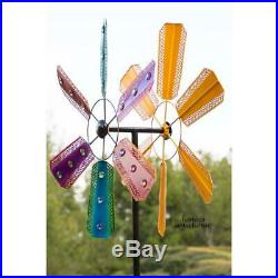 Metal Wind Spinner Kinetic Tall Lawn Flower Beads Garden Windmill Yard Sculpture