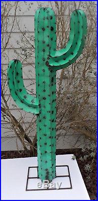 Metal Yard Art Saguaro Cactus Sculpture 52 (4' 4) Tall Aqua
