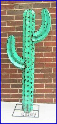 Metal Yard Art Saguaro Cactus Sculpture 52 (4' 4) Tall Aqua Green