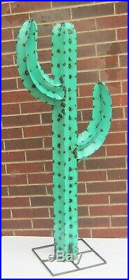 Metal Yard Art Saguaro Cactus Sculpture 52 (4' 4) Tall Aqua Green