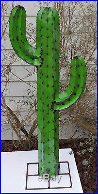 Metal Yard Art Saguaro Cactus Sculpture 52 (4' 4) Tall Green