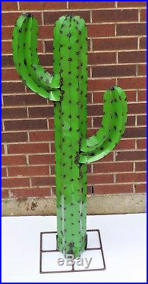 Metal Yard Art Saguaro Cactus Sculpture 52 (4' 4) Tall Green