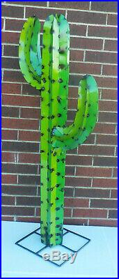 Metal Yard Art Saguaro Cactus Sculpture 52 (4' 4) Tall Two-tone Green