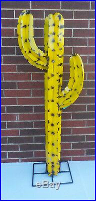 Metal Yard Art Saguaro Cactus Sculpture 52 (4' 4) Tall Yellow