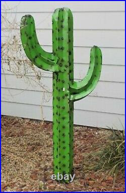 Metal Yard Art Saguaro Cactus Sculpture 54 Tall Green