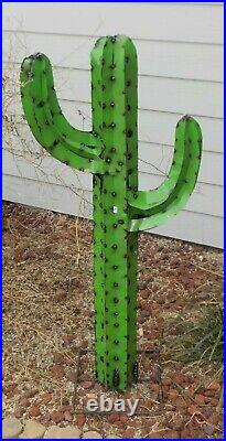 Metal Yard Art Saguaro Cactus Sculpture 54 Tall Green