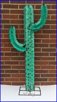 Metal Yard Art Saguaro Cactus Sculpture 54 Tall Teal