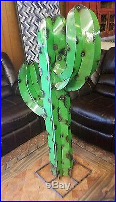 Mexican Recycled Distressed Metal Garden Yard Art Tall Arizona Cactus LARGE