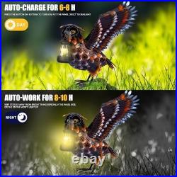 Modista Metal Yard Art Decor Owl Garden Statues Sculptures with Solar Lamp for