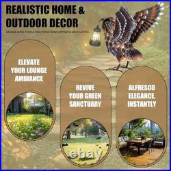 Modista Metal Yard Art Decor Owl Garden Statues Sculptures with Solar Lamp for
