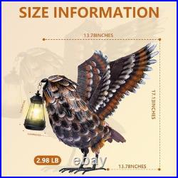 Modista Metal Yard Art Decor Owl Garden Statues Sculptures with Solar Lamp for