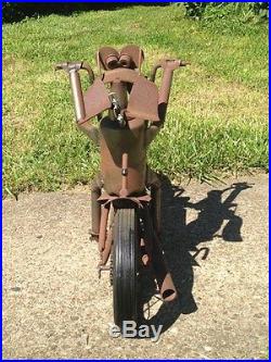 Motorcycle Dog Yard Metal Biker Sculpture Dog On A Hog Statue Figurine Handmade