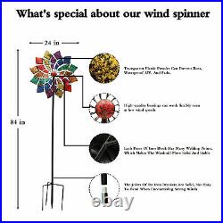 Mult-Color Garden Wind Spinner, Large Metal Wind Sculpture, Garden Yard Windmill