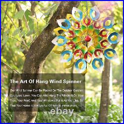 Mult-Color Garden Wind Spinner, Large Metal Wind Sculpture, Garden Yard Windmill