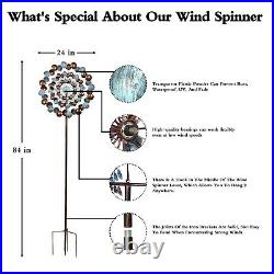 Mult-Dots Wind Spinner, Large Metal Wind Sculpture, Garden Yard Windmill 84 inch