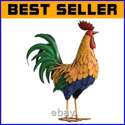 Multicolor Freestanding Rooster Sculpture Perfect Outdoor & Indoor Accent
