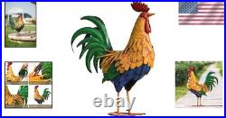 Multicolor Freestanding Rooster Sculpture Perfect Outdoor & Indoor Accent