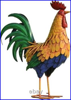 Multicolor Freestanding Rooster Sculpture Perfect Outdoor & Indoor Accent