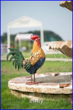 Multicolor Freestanding Rooster Sculpture Perfect Outdoor & Indoor Accent
