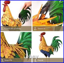 Multicolor Freestanding Rooster Sculpture Perfect Outdoor & Indoor Accent
