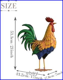 Multicolor Freestanding Rooster Sculpture Perfect Outdoor & Indoor Accent