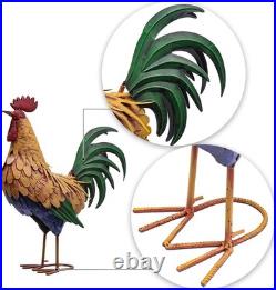 Multicolor Freestanding Rooster Sculpture Perfect Outdoor & Indoor Accent