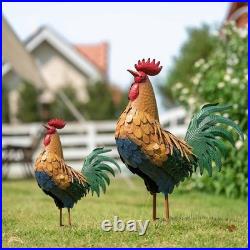 Multicolor Freestanding Rooster Sculpture Perfect Outdoor & Indoor Accent