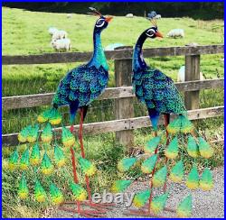 Multicolor Peacocks Large Outdoor Metal Statue Solar Lawn Sculpture Garden Yard Multicolor Peacocks Large Outdoor Metal Statue Solar Lawn Sculpture Garden Yard
