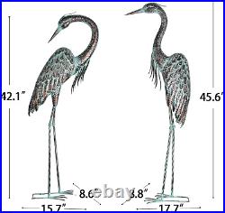 NEW Metal Crane Sculpture Garden Decor Yard Art Bird Statue Patio Lawn Set of 2