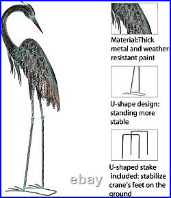 NEW Metal Crane Sculpture Garden Decor Yard Art Bird Statue Patio Lawn Set of 2