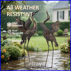 Natelf Garden Crane Statues, Outdoor Large Bird Yard Art Decorations Metal Lawn