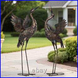 Natelf Garden Crane Statues, Outdoor Large Bird Yard Art Decorations Metal Lawn