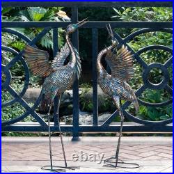 Natelf Garden Crane Statues, Outdoor Large Bird Yard Art Decorations Metal Lawn