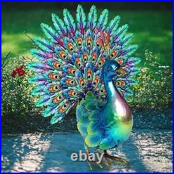 Natelf Peacock Statue Outdoor Yard Decor Metal Bird Lawn Ornaments Outside De