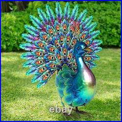 Natelf Peacock Statue Outdoor Yard Decor Metal Bird Lawn Ornaments Outside De