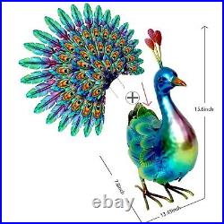 Natelf Peacock Statue Outdoor Yard Decor Metal Bird Lawn Ornaments Outside De