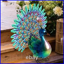 Natelf Peacock Statue Outdoor Yard Decor Metal Bird Lawn Ornaments Outside De