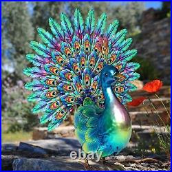 Natelf Peacock Statue Outdoor Yard Decor Metal Bird Lawn Ornaments Outside De