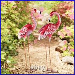 Natelf Pink Flamingo Yard Decorations Metal Garden Statues and Sculptures Sta