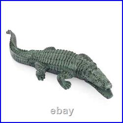 Nature & Whimsy Gray Aluminum Mean Old Alligator Sculpture Garden Decor