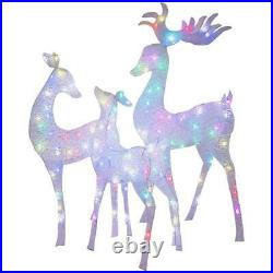 New! 3 Piece Luxe Sparkle Deer Family Christmas Yard Sculpture Decoration #DS13