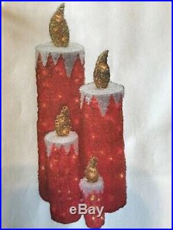 New 4 Set Life Size Candles, Lighted Christmas Indoor/outdoor Yard Decor