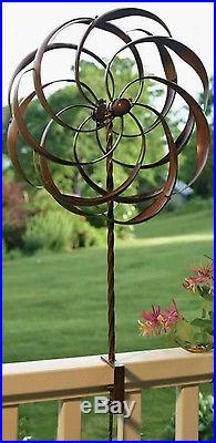New Garden Wind Spinner Windmill Yard Decor Metal Kinetic Art Pinwheel Sculpture