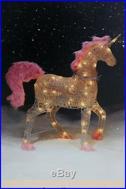 New Unicorn Sparkling Lighted Sculpture Lawn Yard Display Metallic Christmas