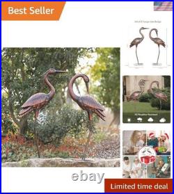 Noble Brass Crane Garden Statues Handmade Large Outdoor Yard Decor Set of 2