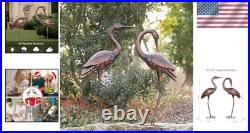 Noble Brass Crane Garden Statues Handmade Large Outdoor Yard Decor Set of 2