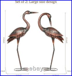 Noble Brass Crane Garden Statues Handmade Large Outdoor Yard Decor Set of 2