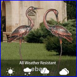 Noble Brass Crane Garden Statues Handmade Large Outdoor Yard Decor Set of 2